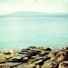 Beach Photography - Pale aqua blue shore seascape ocean coastal wall decor water rocks brown stones photography print 8x10 - Rocky Shore
