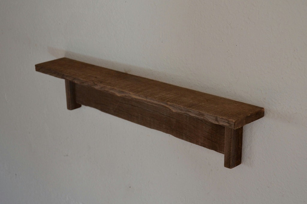 Rustic reclaimed  wall shelf barnwood 24 inch