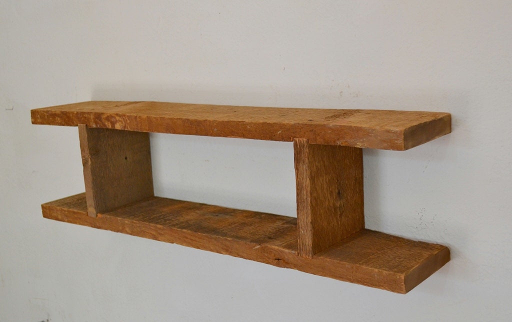 Wall shelf reclaimed wood 28 wide Shadow box style