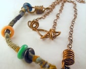 Upcycled Copper Necklace with Coiled Wirecore Handspun from Handspun Jewelry Collection