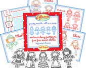 Pretty Maids Two embroidery patterns for five international dolls - Instant Download