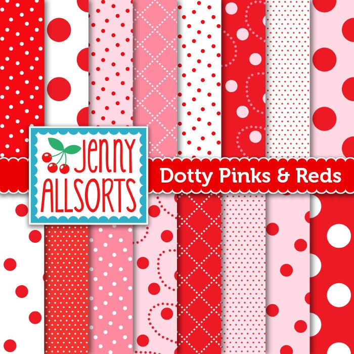 Dotty Pinks & Reds Digital Paper Pack - 16 Sheets - Instant Download