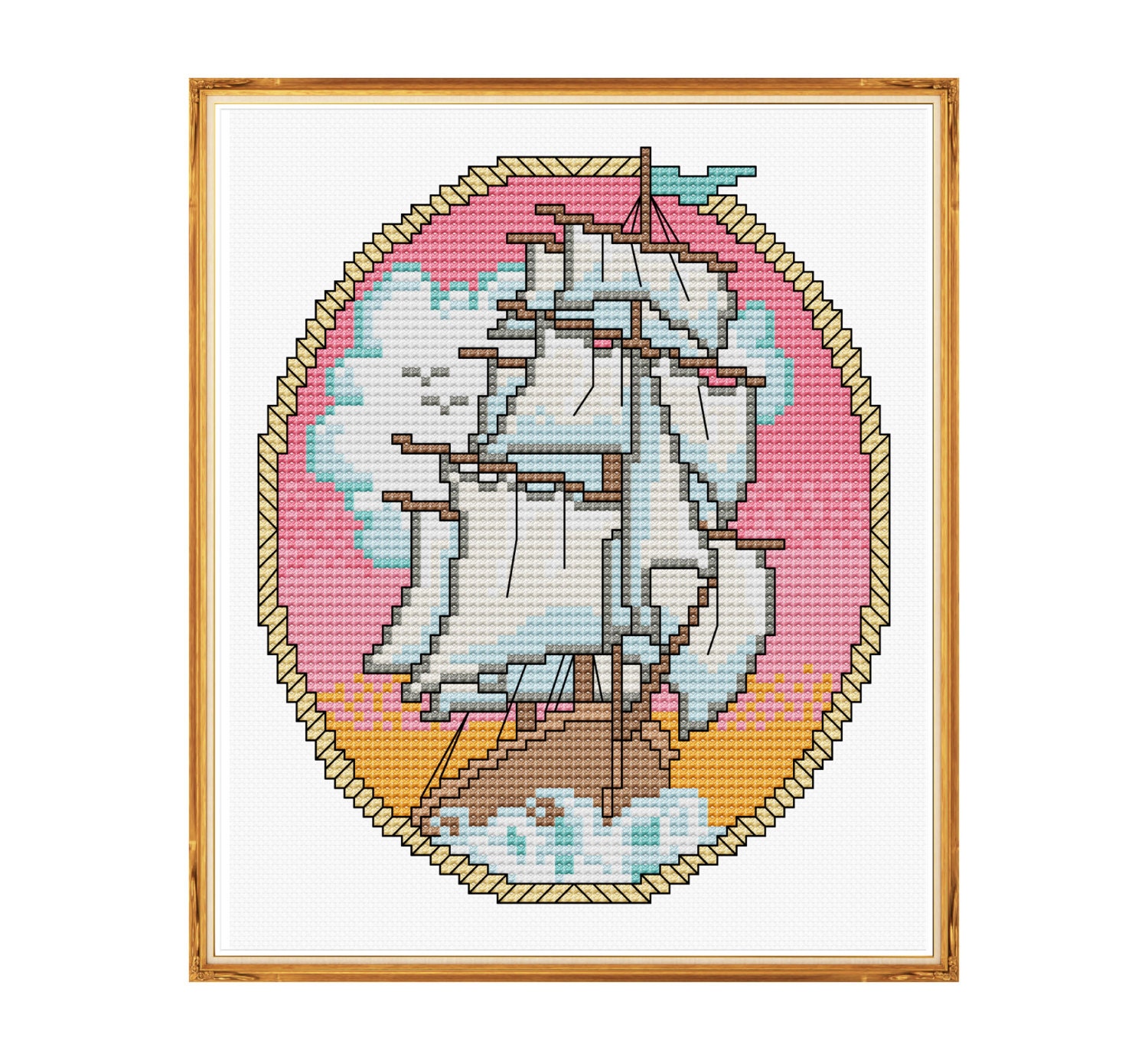 Sailing Ship Cross Stitch Pattern PDF Instant Download
