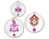 Pink Cuckoo Clocks Cross Stitch Pattern Instant Download