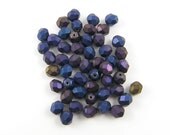 Purple Beads, 6mm Purple Beads, Purple Iris Beads, Matte Purple Beads, 6mm Matte Purple Iris Faceted Round Czech Glass Beads