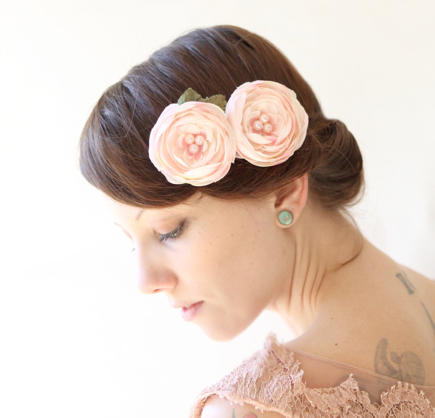 Grampo de cabelo floral, rosa ranúnculo flor, flor de cabelo nupcial - FLOR