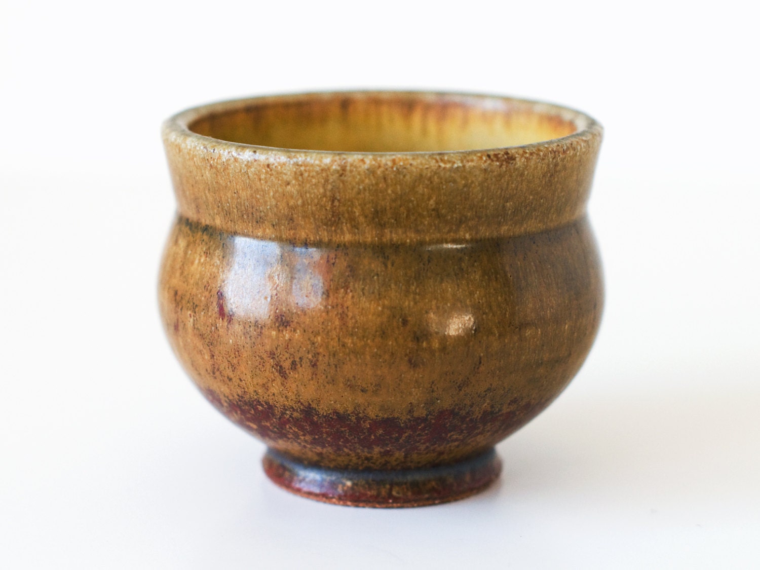 Stoneware Cup, Yellow Ochre and Rust Red, 10 Ounces