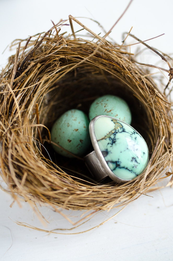 Variscite and Sterling Silver Songbird Ring, HOPE