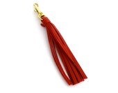 Cherry Red Nautical Leather Handbag Charm, A Handmade Leather Tassel in Luxurious Lambskin