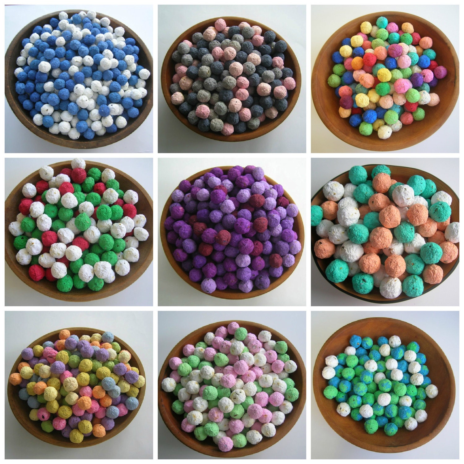 Seed Bombs - Plantable paper balls - Pick your color - DEPOSIT on CUSTOM order - Made of handmade paper & flower seeds - Wedding favor