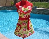 New / Cherry-O Summer Time / Womens Aprons - Full, Sweetheart, Retro, Hostess - Sassy Apron with Ruffles