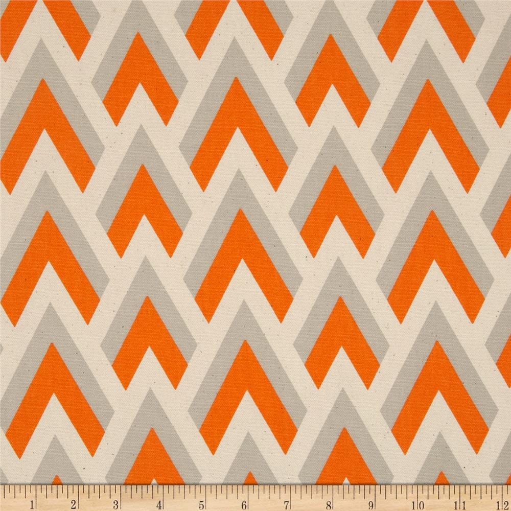 Bridesmaid Clutch / SALE and FREE SHIPPING /Fold Over Envelope Clutch/Premier Prints - Zapp in Dossett Mandarin (Orange, Grey & Natural)