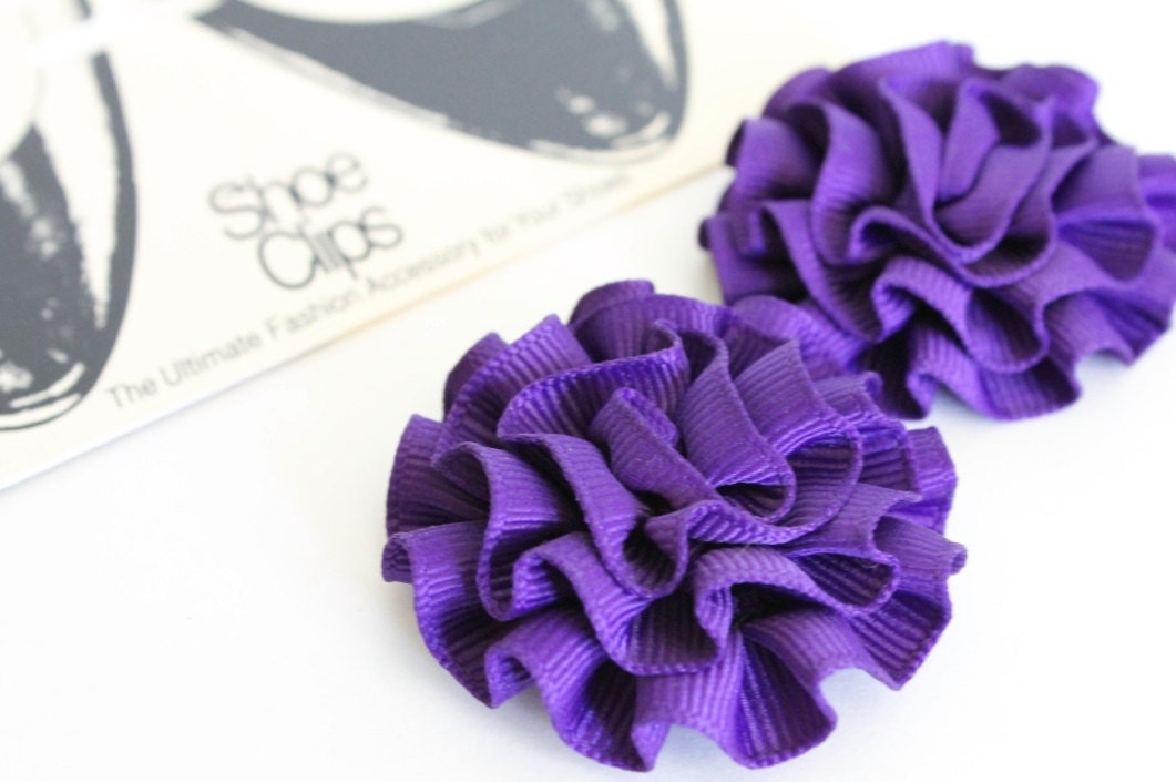 1980's shoe clips. Purple Pom poms
