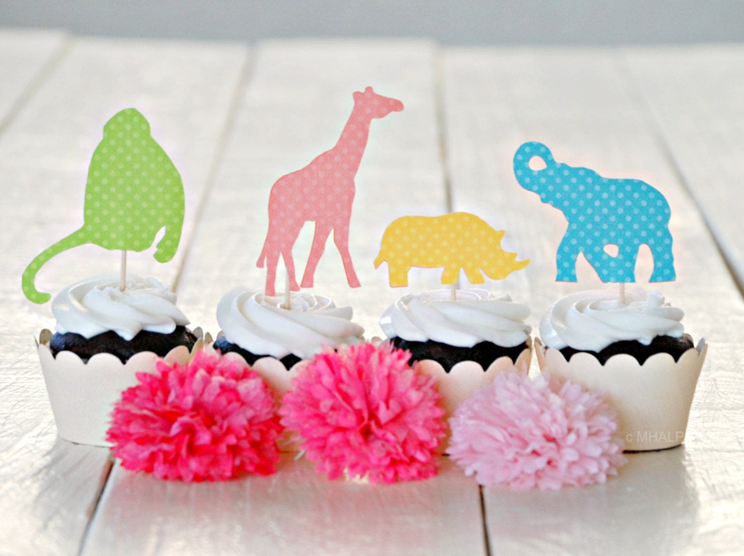 The Vintage Safari Collection - Custom Cupcake Toppers and Their Wraps from Mary Had a Little Party