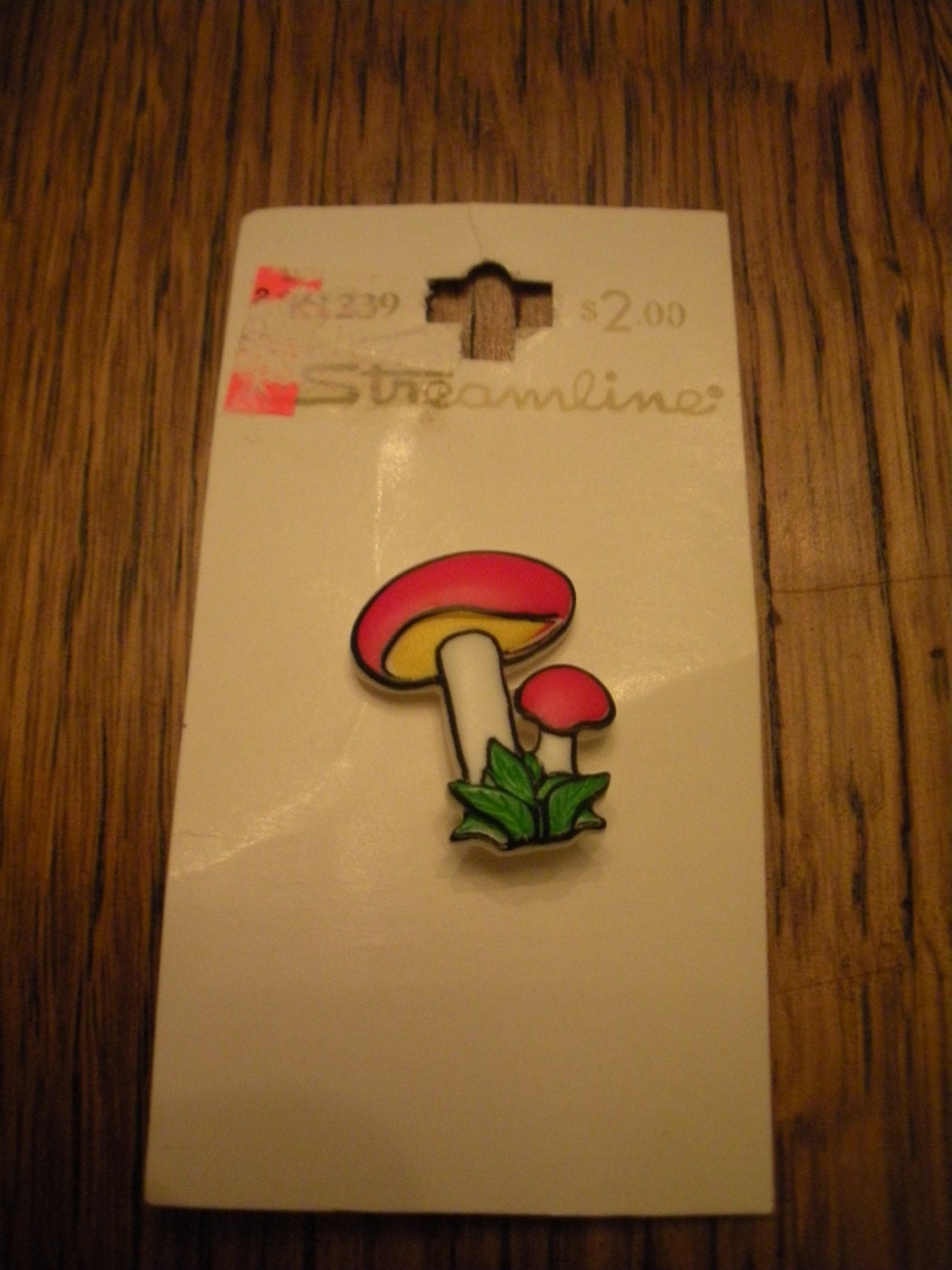 Vintage Streamline Red Cap Mushroom Button Made in Germany
