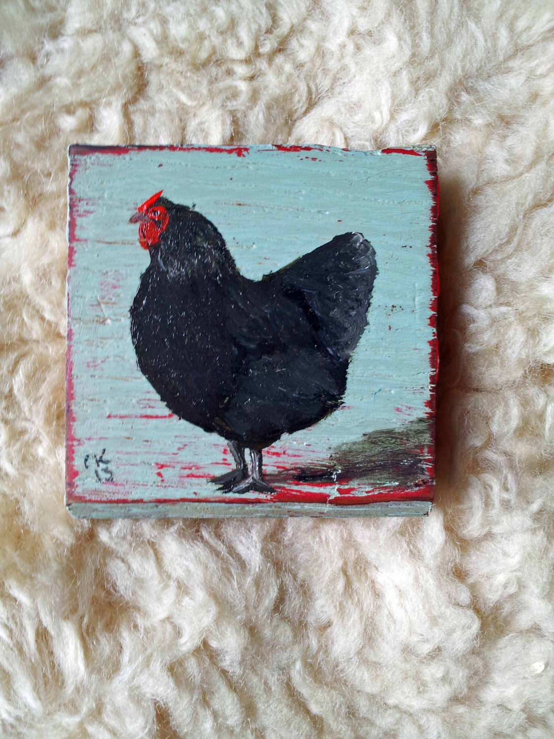 Hen on oak