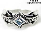 Fairy Princess Silver Engagement Ring Blue Topaz Size 6