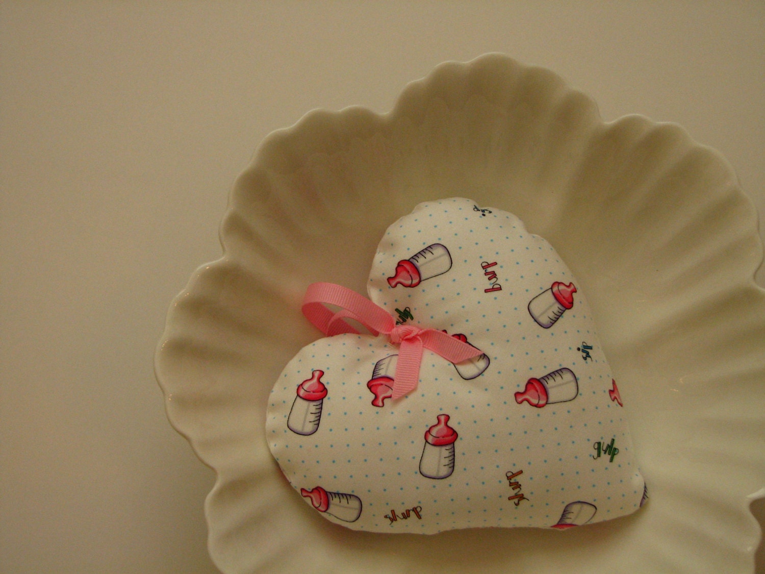 Homemade fabric heart ornament - Baby Girl