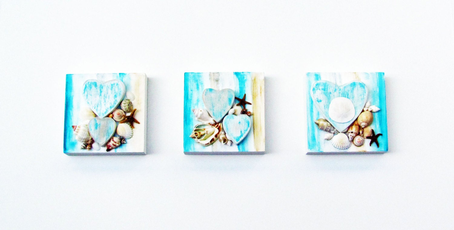 SALE 15% OFF, seashell art, wall decor, coastal living decor, sheshell hearts, seashell wall decor, beach cottage decor