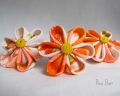 Kanzashi Fabric Hair Flowers -  Spumoni Trio