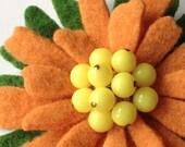 One Of A Kind - Repurposed Felted Wool Brooch -  Orange Julius Brooch
