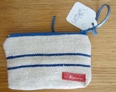 Blue Stripe Antique Linen Zipper (medium)