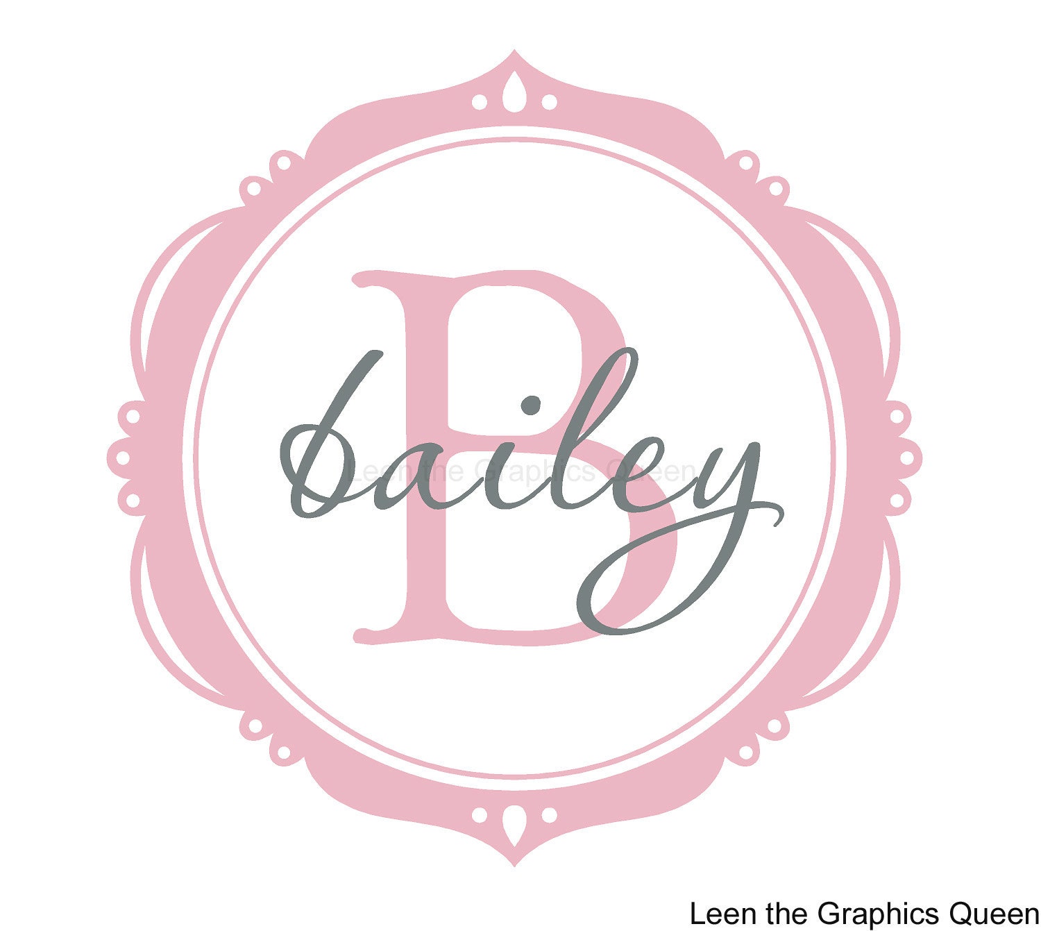 Monogram Wall Decal Bailey Frame with Name and Initial