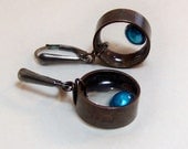 Small upcycled copper and pearl earrings
