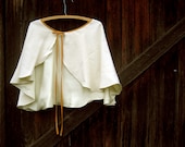 Sunrays Pastel Yellow Linen and Daffodil Satin Reversible Capelet Shawl Cape Ready to Ship