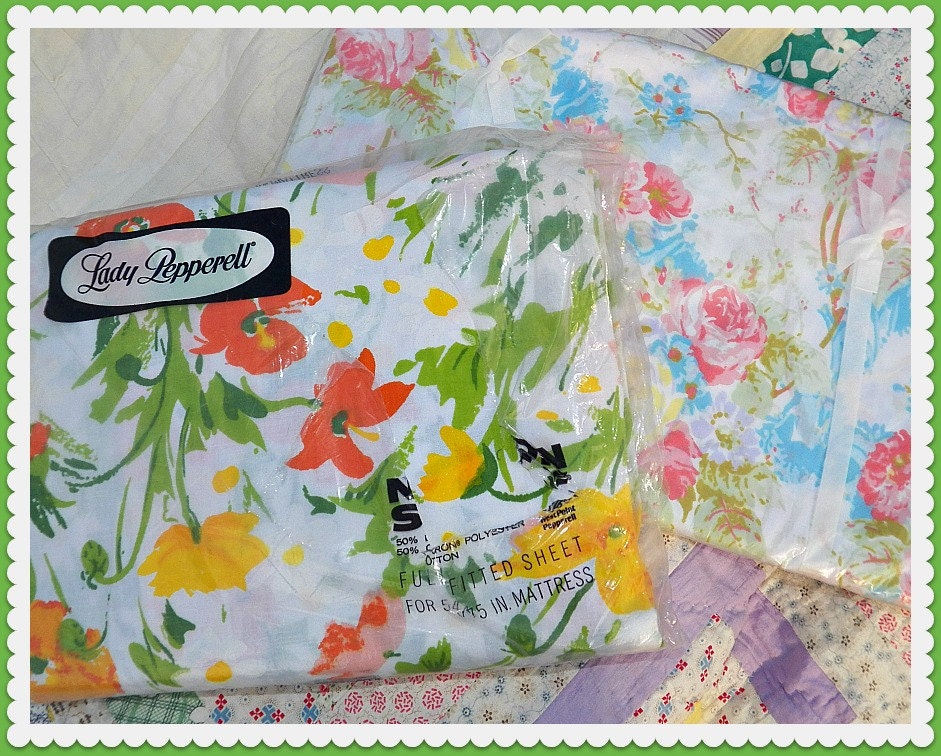 Mixed Lot of Vintage Floral Bed Sheets in the Original Packaging