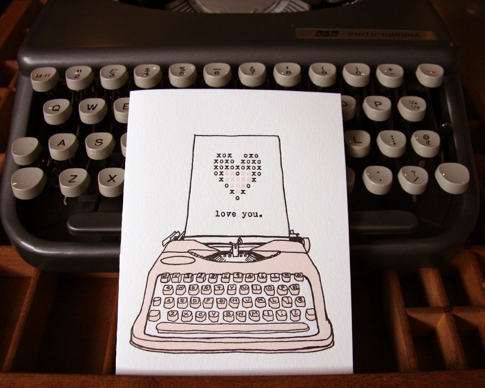 letterpress love typewriter valentine card
