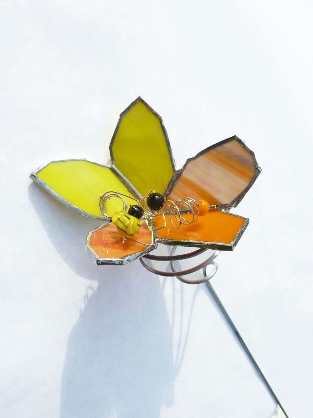Glass Flower Plant Stake - Orange you Glad