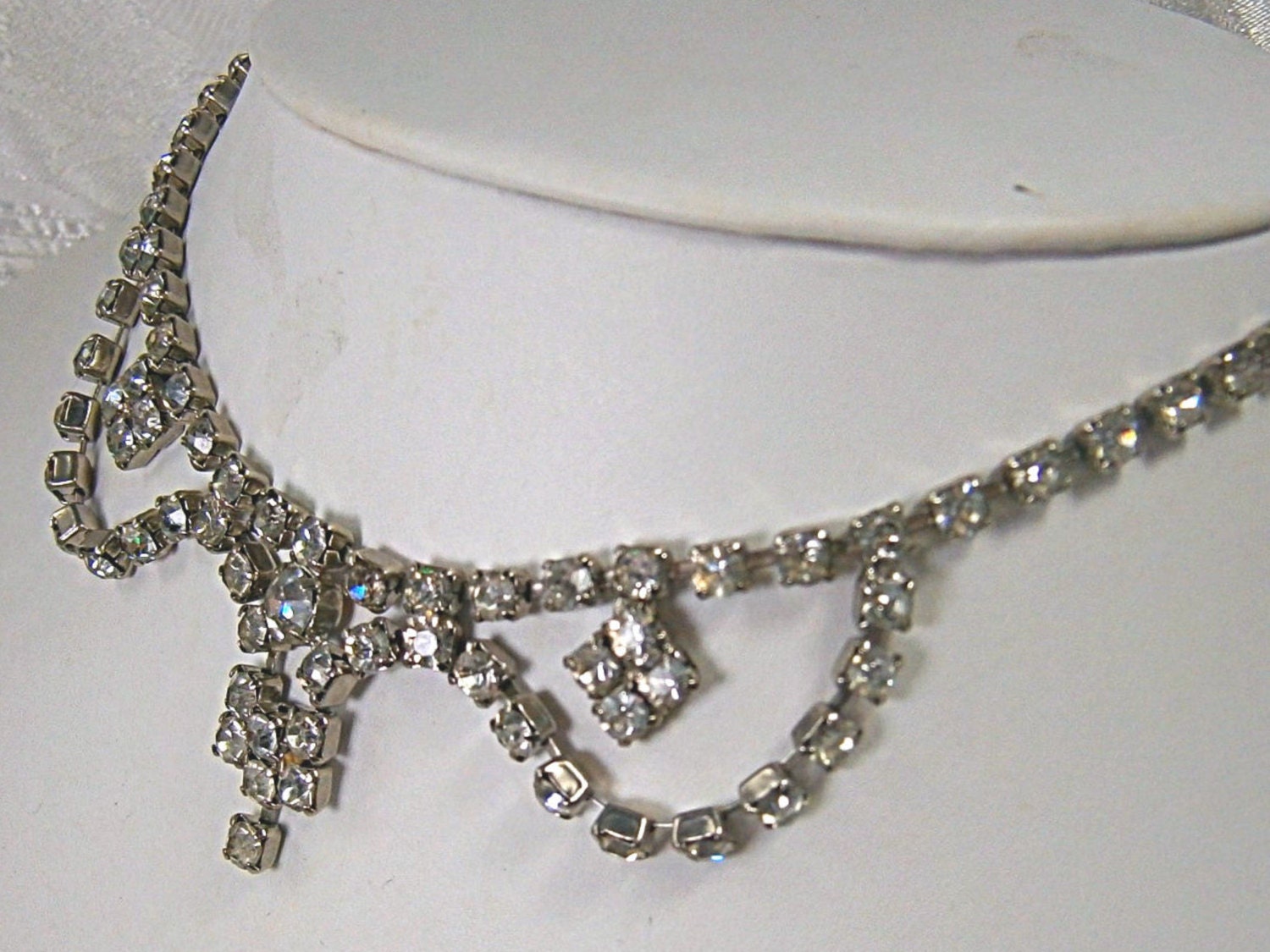 Vintage Clear Rhinestone Necklace Choker