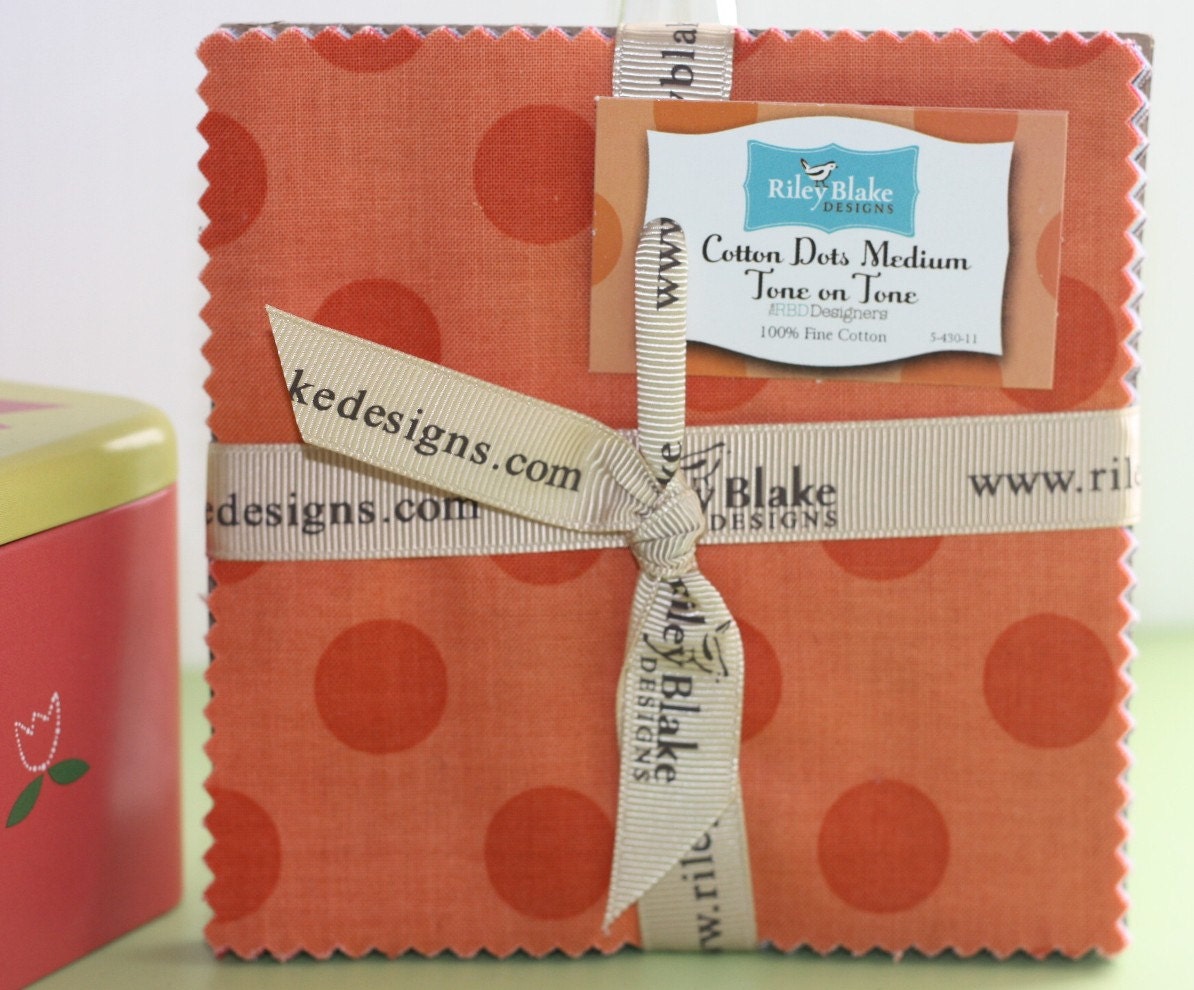 11 squares Cotton MEDIUM Dots Tone on Tone Charm Pack  - 5 inch squares by Riley Blake