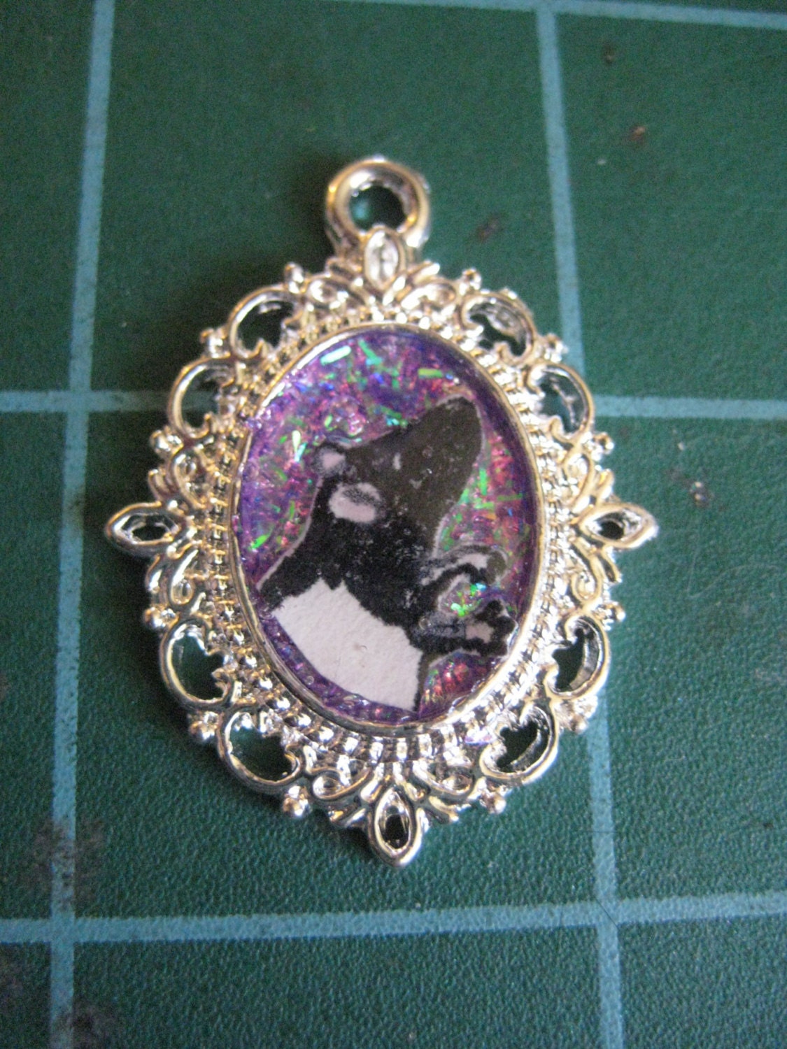 Rainbow Rats Series: Hooded Rat in Vibrant Violet, Adorable Little Rodent on a Shimmering Tinsel Glitter Ba
