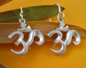 Silver OM Earrings, OM Dangle Earrings, Faceted Aum - OM Adornment Jewelry Collection