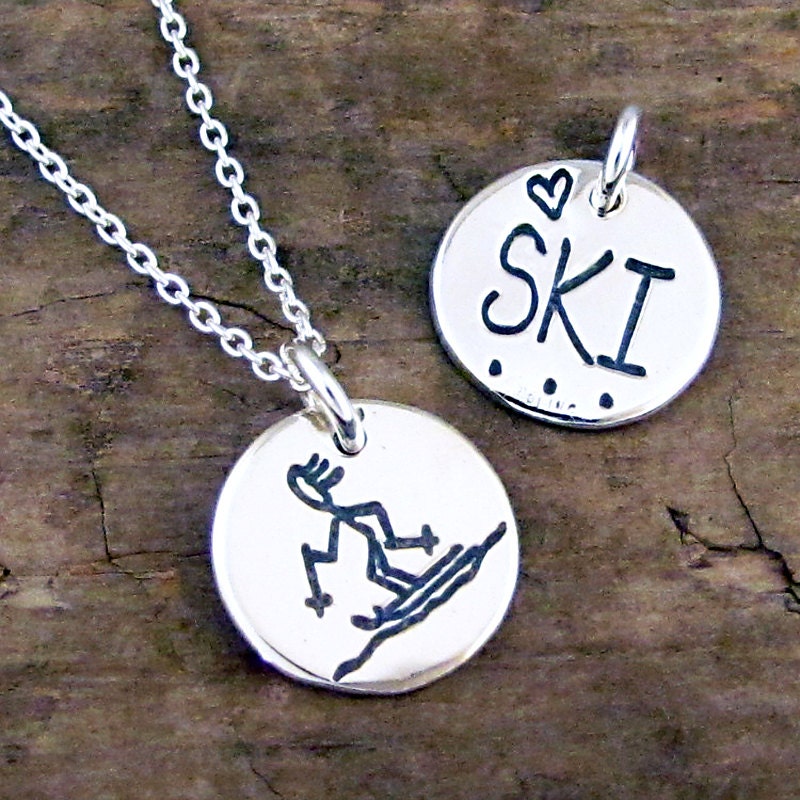Ski Necklace Downhill Skiing Jewelry Love to Ski Charm by HANNI