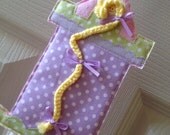 Personalized Princess Rapunzel Head Band and Hair Clip Hanging Organizer