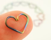 20 gauge Niobium Heart Piercing - Hypo Allergenic - You Pick Color - Cartilage Piercing or Regular Earring - 10mm