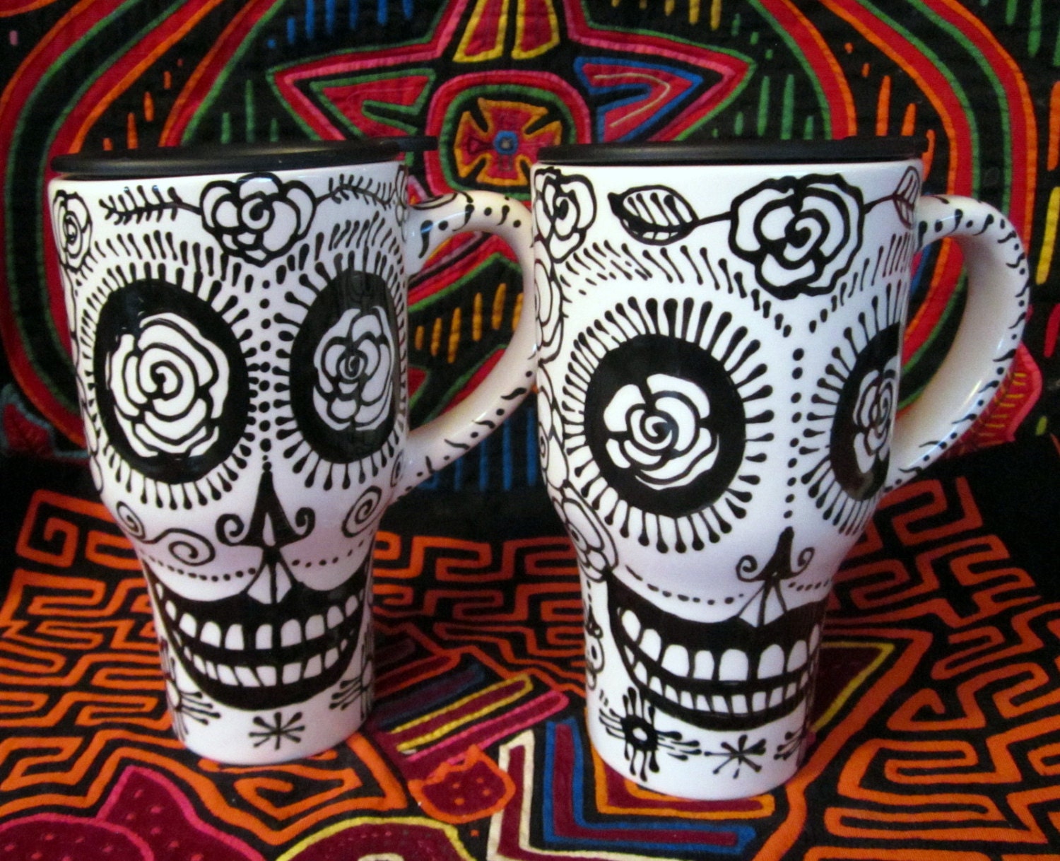 Zia Frida & Diego Travel Mug Handpainted Original Design Ceramic