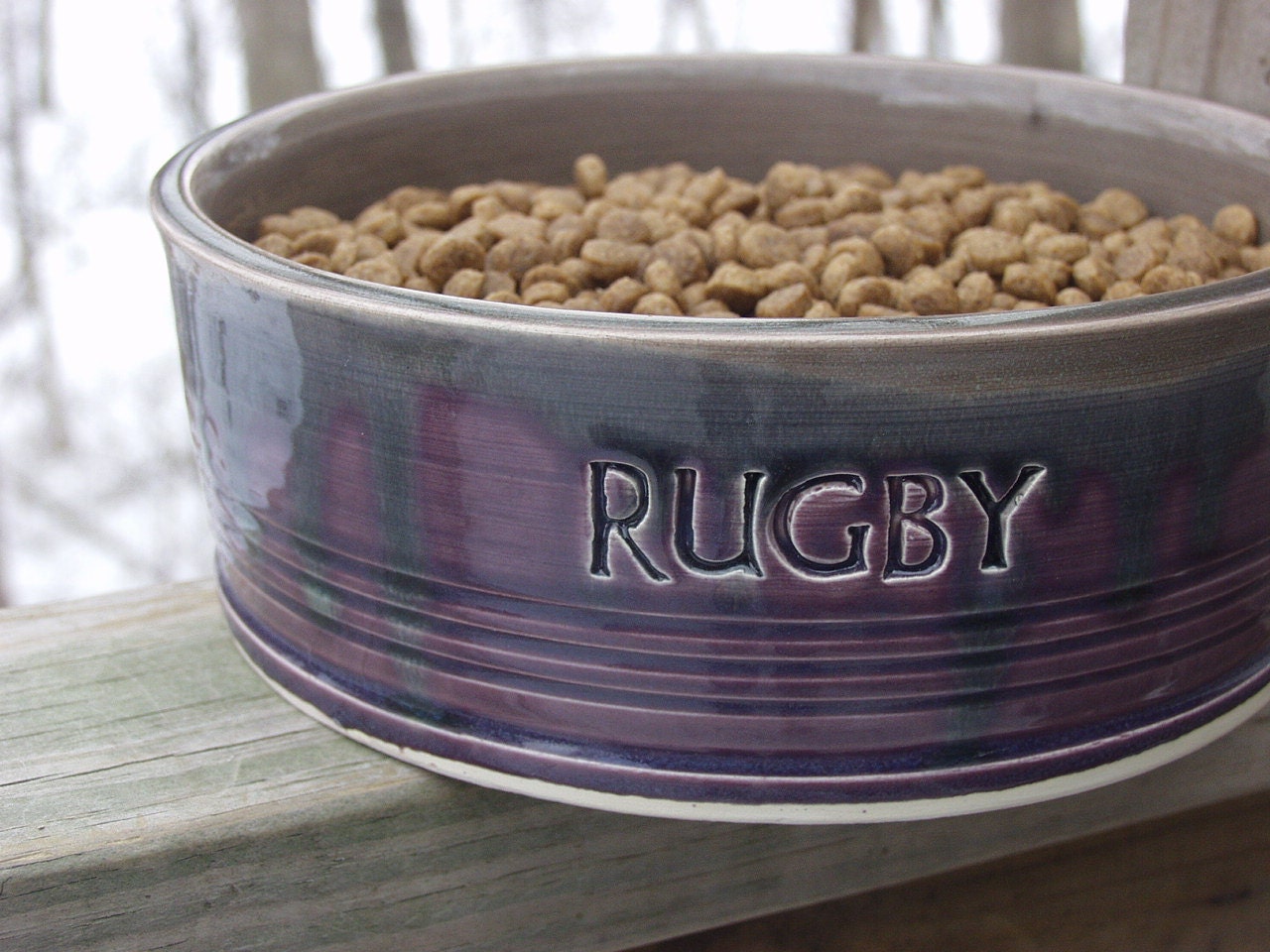 Made to Order Extra Large Personalized Ceramic Pottery Dog Bowl Dish Food Bowl Midwest Living Magazine