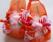 boutique FUNKY fun BRIGHT POPSICLE bows attached to flip flop sandals