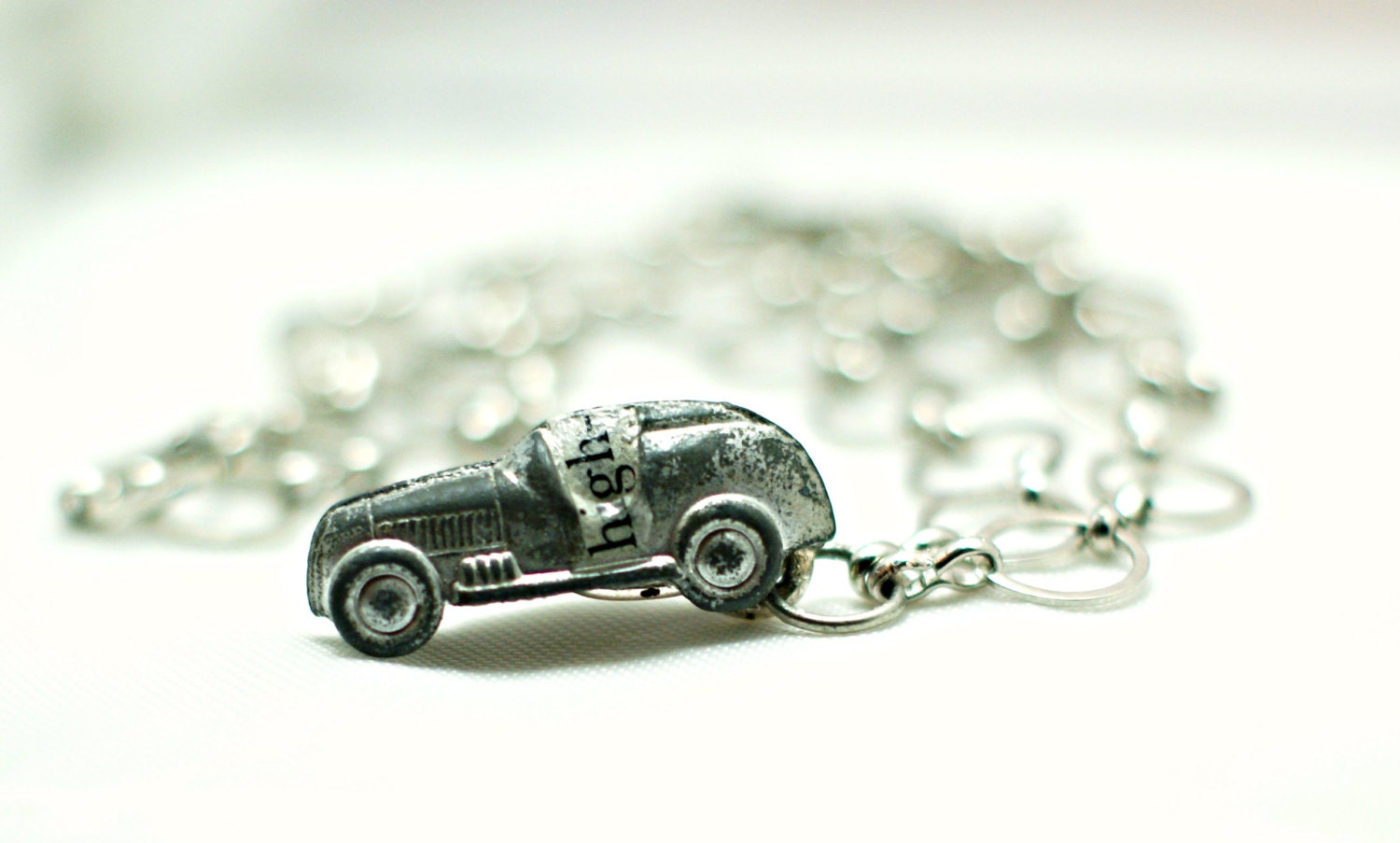 Vintage Car Necklace - Sports Car -  Monopoly Game Piece - Vintage 1980s - High Speed