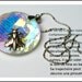 Crystal Pendant Necklace - Kaleidoscopic Colors - Silver Fly Rainbow & Tiny French Text Pendant