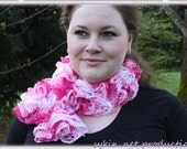 Ruffle Scarf, Sashay Tutu Pink, loom knit