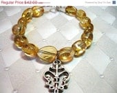 Sale 25% Off Charmed Citrine Nugget and Filigree Key Bracelet