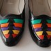 vintage 1980s / woven / Bally / flats / midi heel / black flats / patent leather / size 9