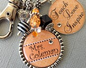 Teach, Love, Inspire teacher Gift PERSONALIZED Keychain-end of year gift, Heart Charm, Teacher Appreciation,