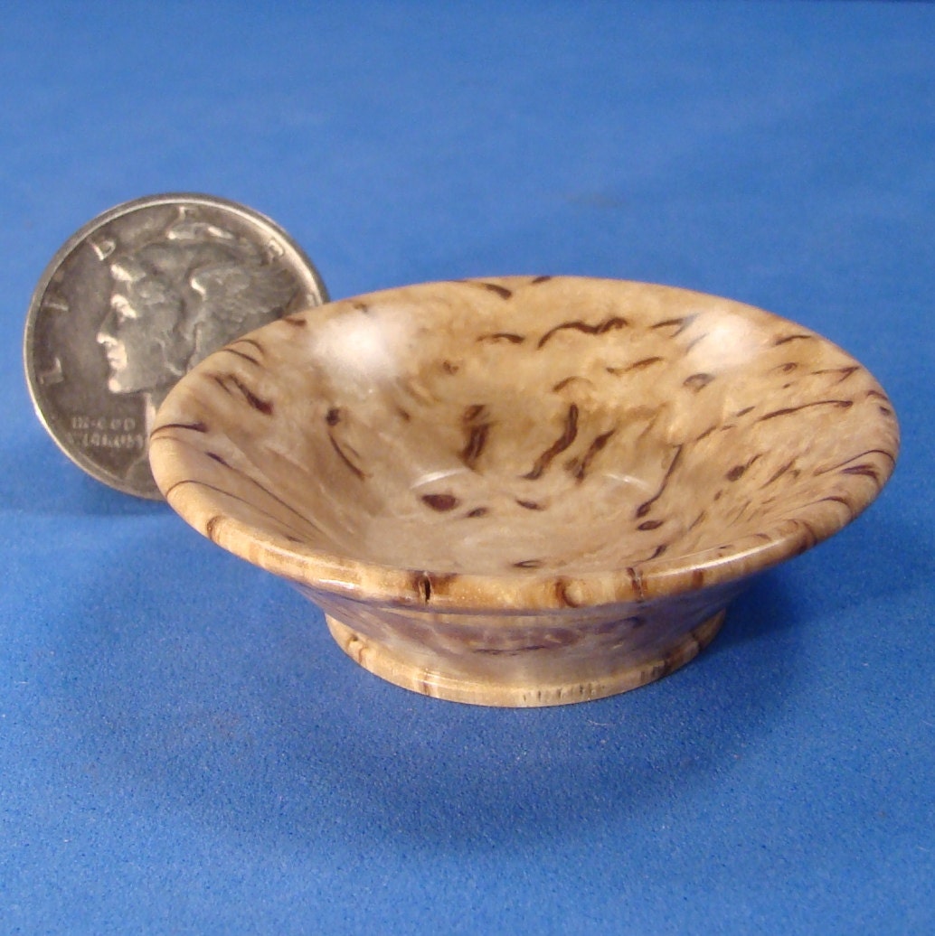 IGMA Fellow Bill Helmer Miniature Lathe Turned 1" Scale or Barbie Scale Masur Birch Bowl
