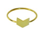 Golden chevron ring- mint- arrow ring
